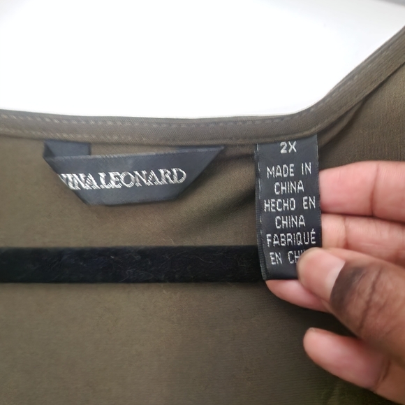 5/$30 Nina  Leonard Olive Green Jumpsuit Size 2X - Picture 4 of 5